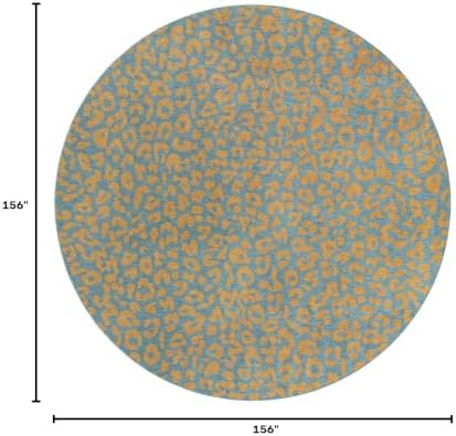 Unique Loom Outdoor Safari Collection Area Rug - Leopard (13' Round, Blue Yellow/ Blue) - Image 2