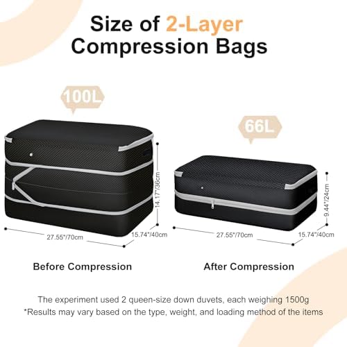 Comforter Storage Bag - Large Capacity Bedding Storage Bags Ultra Space Saving Self Compression Organizer, Washable Compression Bags for Storage Comforter Blanket Duvet Pillow, 4-Pack, Black - Image 2