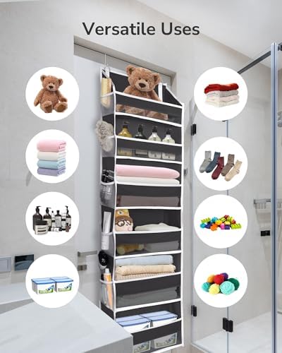 ULG 2Pack-Over The Door Organizer with 6 Large Pockets 12 Side Pockets Door Hanging Organizer Black Door Hanging - Image 6