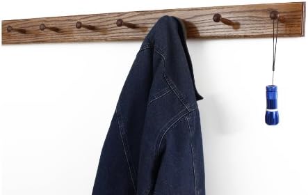 Solid Oak Shaker Peg Rack Made in The USA - Chestnut Stain 41 x 3.5 Inches with 7 Pegs - Image 2