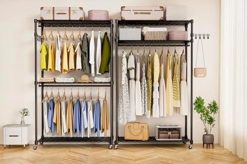 Heavy Duty Rolling Wheels Portable Metal Garment Rack, - Image 6