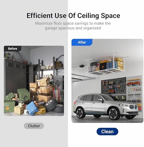 FLEXIMOUNTS 3x6 Overhead Garage Ceiling Storage Rack Organization, White - Image 4