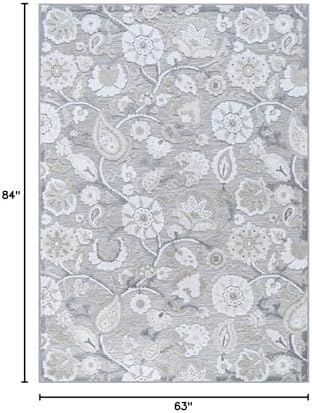 Luul Home Floral Indoor Outdoor Rugs 5x7 Large Area Rug for Living Room, Patio Decor, Kitchen, and Entryway Rug, Washable Stain Resistant Outside Carpet Beige 5 x 7 - Image 2