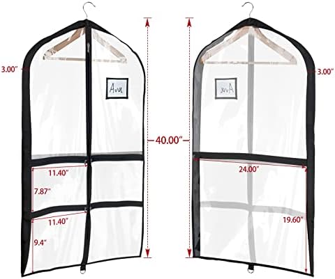 Univivi 40 Inch Dance Costume Garment Bags for Dancers, Clear Black, 3 Pack - Image 2