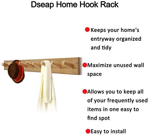 Dseap Coat Rack Wall Mounted - 10 Peg Hooks, 38-1/4" Long, Heavy Duty Wall Coat Hanger Coat Hook for Clothes Hat Jacket Clothing, Natural - Image 7
