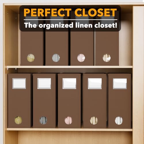 SpaceAid 9 Pack Bed Sheet Organizers and Storage, Foldable Sheet Organizer with Window for Linen Closet, Set Folder Keeper for Queen & King Size Bedding Storage (Brown) - Image 5