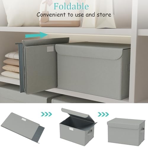 Storage Bins with Lids for Organizing, 4 Pack, Grey, 15x9.8x9.8 In - Image 5