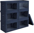 Homsorout Minimalist 6 Pack Large Fabric Storage Bins with Lids, Navy Blue, 14 Inch. - 6 Count, Ideal for Clothes, Books, CD, Bedroom, Living Room by Homsorout