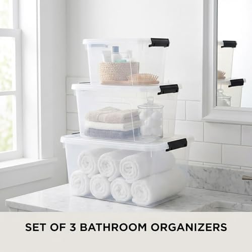 Clear Storage Latch Box/Bin, 3-Pack Plastic Organizing Container with Handle and Lids (7QT/16QT/22QT) - Image 4