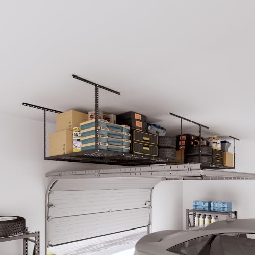 FLEXIMOUNTS 4x6 Overhead Garage Ceiling Storage Rack, 2 Pack, Black - Image 2