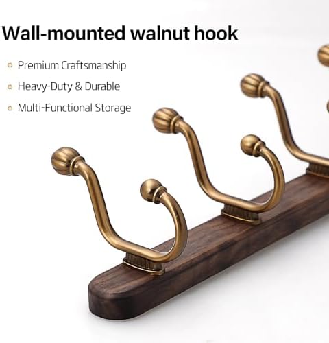 Coat Rack Wall Mount, 13.7 Vintage Coat Hooks on Wood - Image 5