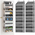 SpaceAid 2 Pack Over The Door Organizer with 5 Large Pockets and 10 Mesh Side Pockets, 5 Layers Door Organizer Hanging with Clear Window for Bedroom, Bathroom, Pantry and Nursery, Gray by SpaceAid