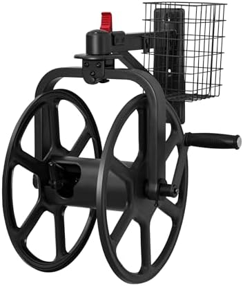Liberty Garden Single Arm Navigator Hose Reel with Pull Up Latch, Black by LibertyGardenProducts