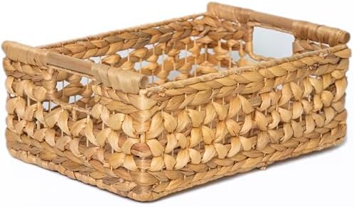 NAYA 16.5" Water Hyacinth Large Wicker Shelf Basket with Handles by MAKESUSTAINABLEANDBEAUTY
