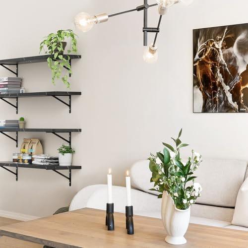 Kaboon 27 inch Long 10 inch Deep Floating Shelves for Wall Set of 2, Large Open Shelves Wall Mounted, Space Saving Home and Commercial Use, Cloud Atlas/Black Marble - Image 6