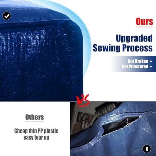 Cosy Family 12 Pack Heavy Duty Moving Bags with Backpack Straps - Strong Handles & Zippers, Storage Totes For Space Saving, Fold Flat, Alternative to Moving Box (X-Large-Set of 12, Blue) - Image 3