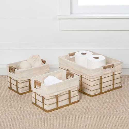 happimess Callan 3-Piece Industrial Wire Nesting Baskets 15", Gold - Image 2