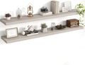 Acovy 55 Inch Floating Shelves, 8 Inch Deep Floating Shelves for Wall, Hanging Shelf with Invisible Brackets, Deep Shelves for Bathroom, Bedroom, Living Room, Grey, Set of 2 by Acovy