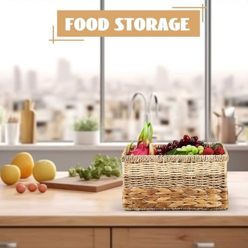 Suzile 4 Pack Wicker Storage Baskets, Water Hyacinth Seagrass, M - Image 4