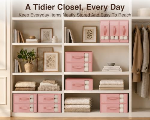 DIMJ Bed Sheet Organizers and Storage 8 Pack - Foldable Sheet Holder, Linen Closet Organizer Box for Sheets Set, Bedding, Blankets, Towel (King & Queen Size) - Image 4