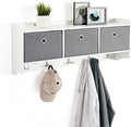 Mondeer Wooden Coat Rack Shelf Wall Mounted with 3 Baskets 5 Hooks White by Mondeer