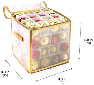 Simplify 64 Count Ornament Storage Box | Plastic | Decorative Organizer | Storage Bin | Gold | L12 x W12 x H12 (Pack of 2) - Image 4