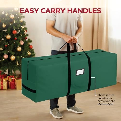 9 Foot Christmas Tree Storage Bag – Extra Large Christmas Tree Storage Container for Artificial Trees up to 9ft, Heavy-Duty 600D Oxford Fabric, Reinforced Handles, Durable Zippers, Green - Image 2