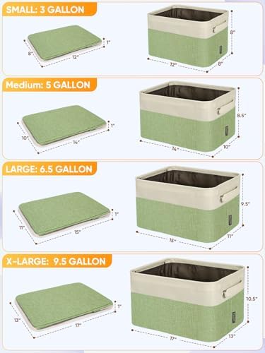 BALEINE 4 Pack Fabric Closet Storage Bins for Shelves, Linen Closet Organizers and Storage, Decorative Baskets for Organizing, Shelf, Clothes, Home, Office (Green, 17''x13''x10.5'') - Image 2