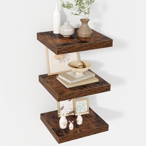 Acovy 12 Inch Floating Shelves, 12" Deep Floating Shelf Wall Mounted, 12" Wall Shelves, Rustic Deep Bookshelf, Extra Deeper Display Shelves & Storage Shelves for Bedroom, Living Room, Set of 3 by Acovy