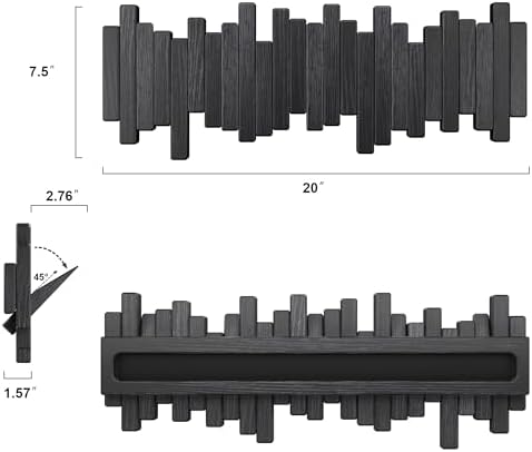 Coat Rack Wall Mount Piano Flip Down Wall Hook Rack 5 Hooks Oak - Image 4