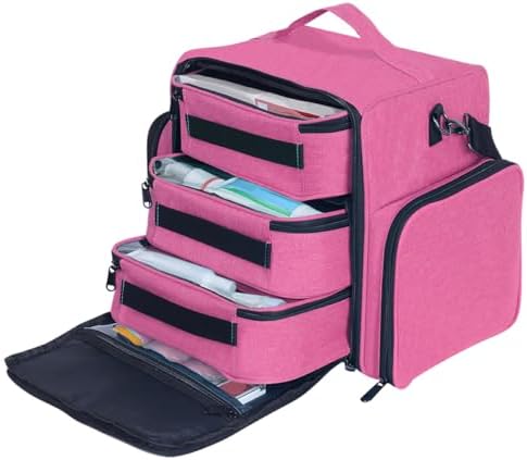 Large Makeup Bag Organizer with 3 Inner Removable Pouches,Rose Red by Unknown