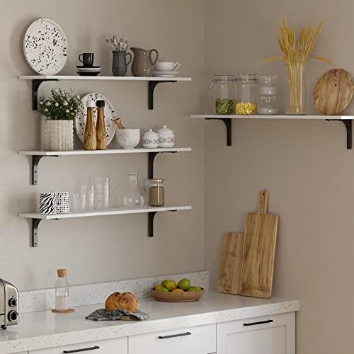 DINZI LVJ Long Wall Shelves, 39.4Inch Wooden Wall Mounted Shelves, Set of 2 - Image 6