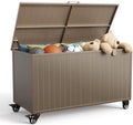 150 Gallon Outdoor Storage Box with Wheels, Metal Deck Boxes,Brown by RICNOD