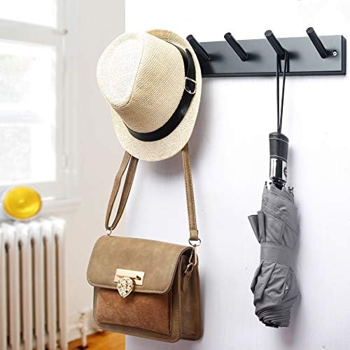 WEBI Coat Rack Wall Mounted,16" Hole to Hole,Coat Hanger Wall Mount with 5 Hooks for Hanging Coats,Hook Rack Peg Rail for Hats,Jacket,Clothes,Towels,Black,2 Packs - Image 3