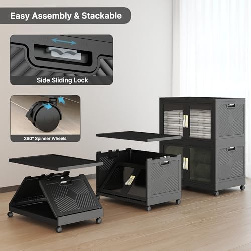 544QT Stackable Storage Bins with Lids, 136Gal Foldable Storage Cabinets - Image 4