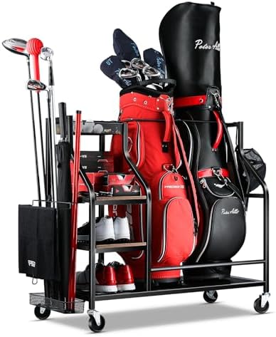 FHXZH Golf Bags Storage Garage Organizer - Golf Bag Stand with Wheels by FHXZH