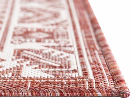 Rugs.com - Outdoor Aztec Rug – 12 Ft Runner Rust Red Indoor/Outdoor Rug – Washable, Weather-Resistant Flatweave for Patios, Decks, and Entryways - Image 7