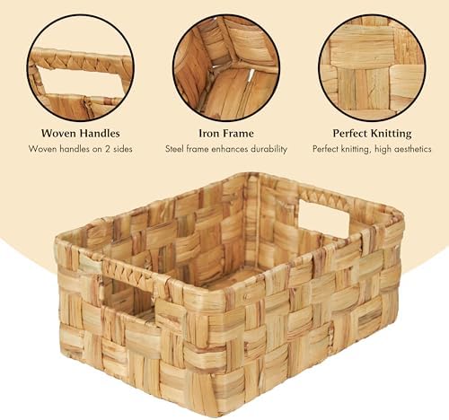 Vatima Jumbo Wicker Storage Basket, Large Hyacinth Organizer, 16.9x12.1x7.1H Inches - Ideal for Home Shelving and Pantry Storage - Image 3