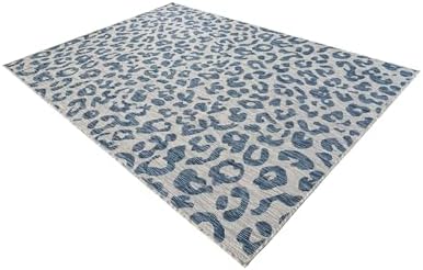 Unique Loom Outdoor Safari Collection Area Rug - Leopard (5' 3" x 7' 1" Rectangle Blue/Gray) - Image 2