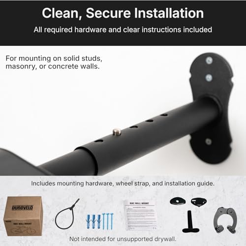 Bike Wall Mount - Horizontal Wall Hanger, Adjustable Design for Road, Mountain and Hybrid Bikes up to 48.5 lbs - Space-Saving Bike Rack for Garage or Apartment - Sturdy Indoor Bicycle Storage - Image 5