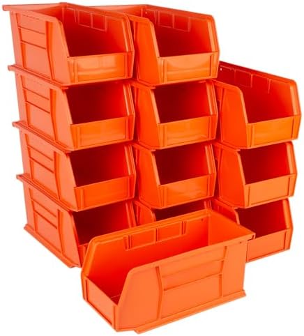 HE HUDSON EXCHANGE 11" x 5.5" x 5" (12 Pack) Plastic Stackable Storage Bin, Orange by HudsonExchange