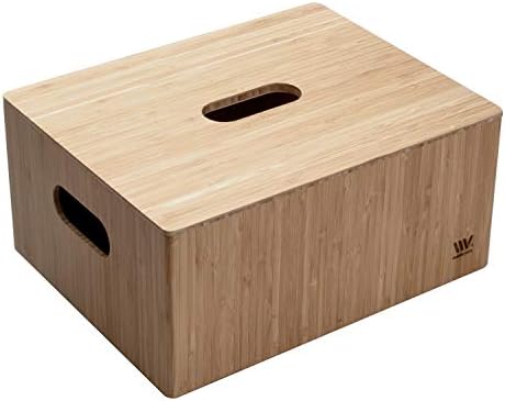 MobileVision Bamboo Storage Box PLUS LID COMBO, 12”x 9”x 6”, Durable Bin w/Handles, For Clothes, Shoes, Arts & Crafts, Closet & Office Shelf by MobileVision