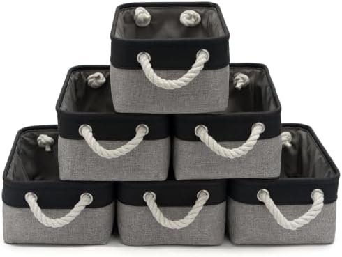 11.8x7.9x5.2 Inch Fabric Small Storage Bins with Handles 6 Pack by VQRTEXAStorageBasket