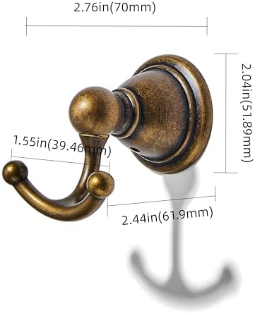 khtumeware 4 Pack 2-1/2 inch Antique Brass Vintage Towel Hooks - Image 2