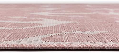 Unique Loom Outdoor Coastal Collection Area Rug - Ahoy (3' 3" x 5' 3" Oval, Pink/ Ivory) - Image 4