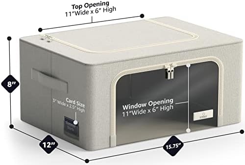Sorbus Clothes Storage Bins, Clear Window & Handles (6 Pack, Beige) - Image 3