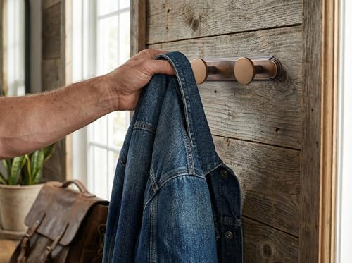 Goo-Ki Antique Brass Coat Rack Wall Mount with Escutcheon Backplate, Heavy Duty Zinc Coat Hooks Wall Mounted, Vintage Rustic Hat Hanger and Towel Rack for Entryway, Mudroom, and Bathroom (5 Hooks) - Image 6