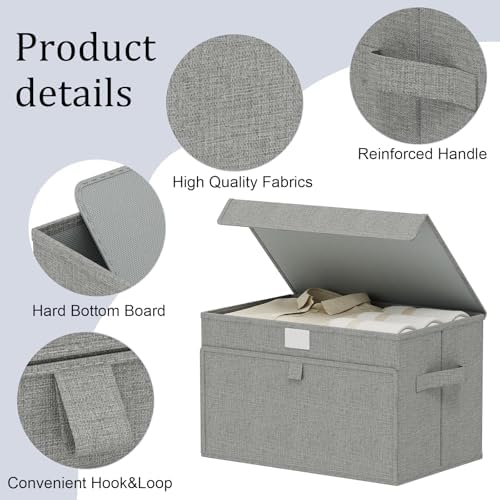 Foldable Storage Boxes with Flip Cover,13x9.1x7.9in,Grey,4 Pack - Image 6