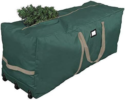 ProPik Christmas Rolling Tree Storage Bag, Fits Up to 9 ft. Tall Disassembled Holiday Tree, 28" X 16" X 60", Extra Large Heavy Duty Storage Container with Wheels, Front and Side Handles (Green) by ProPik