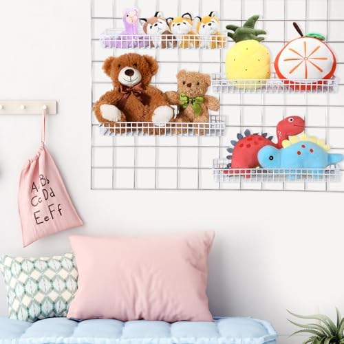 Blulu 4 Pcs Grid Wall Shelf Panel Basket, 15.75 x 5.91 x 1.97 Inch, White - Image 5